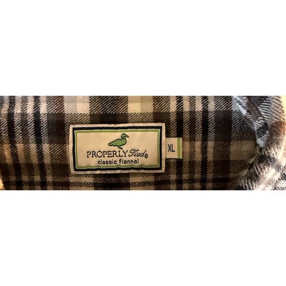 Properly Tied Traditional Flannel Men Black White Plaid Button Down Shirt XL - Picture 2 of 3